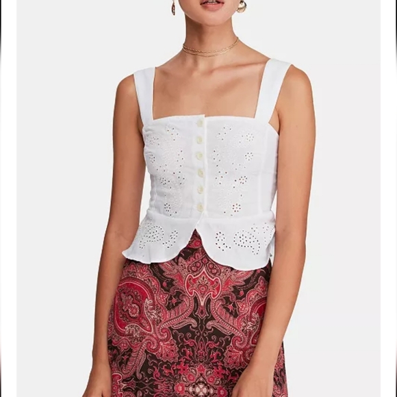 Free People Tops - NEW Women's Free People Small I Want You Babe White Blouse Tank